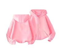 Maskjuwio Boys and Girls Middle and Large Children Autumn and Winter Thin of Fashion Solid Color Hooded Sweater Zipper Jacket Jacket Giacche trapuntate da donna, Colore: rosa., 6-7 Jahre