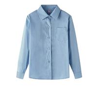 Maskjuwio Camicetta Bottoni Ragazza Indossare Camicie formale Bambino Chlidren Bianco Ragazzo Top Logica T Shirt, Blu, 5-6 Anni