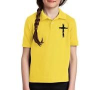 Maskjuwio Camicie per bambini per e ragazze in primavera, e stampa personalizzata 2D, maniche corte, per medie e grandi, comode camicie per il tempo libero, scollo a cascata, giallo., 5-6 Jahre