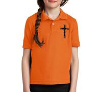 Maskjuwio Camicie per bambini per e ragazze in primavera, e stampa personalizzata 2D, maniche corte, per medie e grandi, comode camicie per il tempo libero, scollo a cascata, Colore: arancione., 5-6