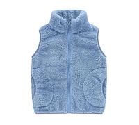 Maskjuwio Canottiera intima senza maniche tinta unita per inverno e inverno con tasche, multicolore giacca invernale ragazzo 98, Blu, 2-3 Jahre
