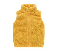 Maskjuwio Canottiera intima senza maniche tinta unita per inverno e inverno con tasche, multicolore giacca invernale ragazzo 98, giallo., 5-6 Jahre