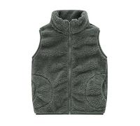 Maskjuwio Canottiera intima senza maniche tinta unita per inverno e inverno con tasche, multicolore giacca invernale ragazzo 98, verde, 4-5 Jahre