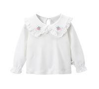 Maskjuwio Children's Spring and Autumn Bottoming Shirt Female Baby Spring Cotton Lapel Clothes Baby Girls Doll Collar T Shirt White Blouse Camicetta da donna, Rosso anguria., 4-5 Jahre
