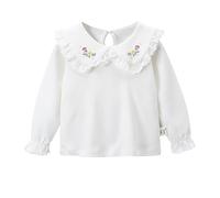 Maskjuwio Children's Spring and Autumn Bottoming Shirt Female Baby Spring Cotton Lapel Clothes Baby Girls Doll Collar T Shirt White Blouse Camicetta da donna, Colore: rosa., 12-18 Monate