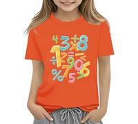Maskjuwio Colorful Number Day Math Kids T Shirt Number Day 2025 School Math Day Top Number Day T Shirts Math Lovers Top Pancia, Colore: arancione., 3-4 Jahre