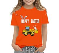Maskjuwio Easter Shirts for Toddler Boy - Maglietta a maniche corte Tractor Bunny per bambini, in cotone, 2 13 anni, a maniche lunghe, per bambini, colore nero, Colore: arancione., 3-4 Jahre