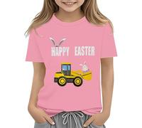 Maskjuwio Easter Shirts for Toddler Boy - Maglietta a maniche corte Tractor Bunny per bambini, in cotone, 2 13 anni, a maniche lunghe, per bambini, colore nero, Colore: rosa., 2-3 Jahre