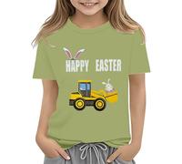 Maskjuwio Easter Shirts for Toddler Boy - Maglietta a maniche corte Tractor Bunny per bambini, in cotone, 2 13 anni, a maniche lunghe, per bambini, colore nero, Ag., 6-7 Jahre