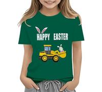 Maskjuwio Easter Shirts for Toddler Boy - Maglietta a maniche corte Tractor Bunny per bambini, in cotone, 2 13 anni, a maniche lunghe, per bambini, colore nero, verde, 4-5 Jahre