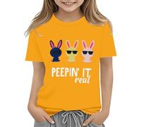 Maskjuwio Easter Shirts for Toddler Boy Short Sleeve Tractor Bunny Tshirt for Kids Cotton Tee Tops 2 13 Years Cravatta Natale, giallo., 8-9 Jahre