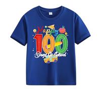 Maskjuwio Girls and Boys Casual Short Sleeved T Shirt 100 Days of School Opening 100 Days Anniversary Personality Loose Short Sleeved Blusa in raso da donna, Blu, 6-7 Jahre