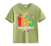 Maskjuwio Girls and Boys Casual Short Sleeved T Shirt 100 Days of School Opening 100 Days Anniversary Personality Loose Short Sleeved Blusa in raso da donna, Ag., 10-11Years