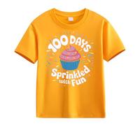 Maskjuwio Girls and Boys Casual Short Sleeved T Shirt 100 Days of School Opening 100 Days Anniversary Personality Loose Short Sleeved Rolli con colletto alto, giallo., 3-4 Jahre
