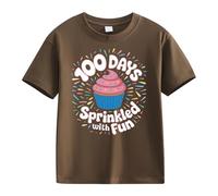 Maskjuwio Girls and Boys Casual Short Sleeved T Shirt 100 Days of School Opening 100 Days Anniversary Personality Loose Short Sleeved Rolli con colletto alto, marrone, 4-5 Jahre