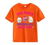 Maskjuwio Girls and Boys Casual Short Sleeved T Shirt 100 Days of School Opening 100 Days Anniversary Personality Loose Short Sleeved Green Blusa da donna, Colore: arancione., 3-4 Jahre