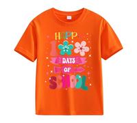 Maskjuwio Girls and Boys Casual Short Sleeved T Shirt 100 Days of School Opening 100 Days Anniversary Personality Loose Short Sleeved Pullover da donna, Colore: arancione., 3-4 Jahre