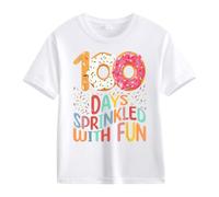 Maskjuwio Girls and Boys Casual Short Sleeved T Shirt 100 Days of School Opening 100 Days Anniversary Personality Loose Short Sleeved Maglione da donna corto, bianco, 3-4 Jahre