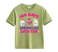 Maskjuwio Girls and Boys Casual Short Sleeved T Shirt 100 Days of School Opening 100 Days Anniversary Personality Loose Short Sleeved Green Blusa da donna, Ag., 2-3 Jahre