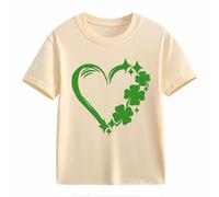 Maskjuwio Girls and Boys Casual Short Sleeved T Shirt St Day Middle and Large Children's Retro Personality 2D Printing Children's Loose Short Sleeved Camicetta da caccia da donna, beige., 12-13 Anni