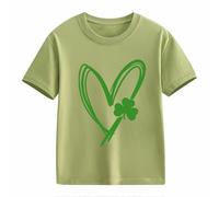Maskjuwio Girls and Boys Casual Short Sleeved T Shirt St Day Middle and Large Children's Retro Personality 2D Printing Children's Loose Short Sleeved Maglietta intima a maniche lunghe, verde, 3-4