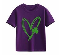 Maskjuwio Girls and Boys Casual Short Sleeved T Shirt St Day Middle and Large Children's Retro Personality 2D Printing Children's Loose Short Sleeved Maglietta intima a maniche lunghe, Lilla, 2-3