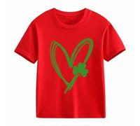 Maskjuwio Girls and Boys Casual Short Sleeved T Shirt St Day Middle and Large Children's Retro Personality 2D Printing Children's Loose Short Sleeved Maglietta intima a maniche lunghe, Colore: rosso