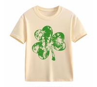 Maskjuwio Girls and Boys Casual Short Sleeved T Shirt St Day Middle and Large Children's Retro Personality 2D Printing Children's Loose Short Sleeved Blusa 140, beige., 6-7 Anni
