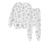 Maskjuwio Kid DIY Painted Homewear Set Coloring Pajama Set for Boy and Girl Can Play with and Wear 3 Month Girl Maglia a maniche lunghe da uomo, e, 6-7 Jahre