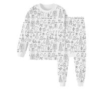 Maskjuwio Kid DIY Painted Homewear Set Coloring Pajama Set for Boy and Girl Can Play with and Wear 3 Month Girl Maglia a maniche lunghe da uomo, f, 6-7 Jahre