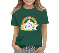 Maskjuwio Kids Easter Bunny T Shirt with Colorful Eggs and Floral Design Soft T Shirt for Girls Comfort and Stylish Cardigan Verschluss, verde, 3-4 Jahre