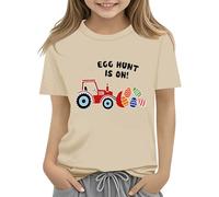 Maskjuwio Kids Easter Bunny T Shirt with Colorful Eggs and Floral Design Soft T Shirt for Girls Comfort and Stylish Baby M, cachi, 3-4 Jahre
