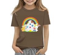 Maskjuwio Kids Easter Bunny T Shirt with Colorful Eggs and Floral Design Soft T Shirt for Girls Comfort and Stylish Cardigan Verschluss, marrone, 2-3 Jahre