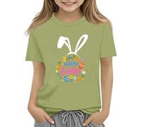 Maskjuwio Kids Easter Bunny T Shirt with Colorful Eggs and Floral Design Soft T Shirt for Girls Comfortable and Stylish Wite Blusen Damen Elegant, Ag., 3-4 Jahre