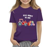 Maskjuwio Kids Easter Bunny T Shirt with Colorful Eggs and Floral Design Soft T Shirt for Girls Comfort and Stylish Baby M, Lilla, 8-9 Jahre