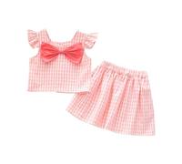 Maskjuwio Ragazze Primavera E Moda E Confortevole Plaid Abito Top Nero 140, Colore: rosso, 7-8 Jahre