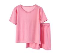 Maskjuwio Ragazze Primavera E Tinta Unita Manica Corta Pantaloni Lunghi Indossare Domestico Pigiama Set Bambino, Colore: rosso, 12-13 Jahre