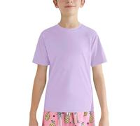 Maskjuwio Rashguard T-shirt da nuoto per ragazze 50 anni e adolescenti sportiva a maniche corte, maglietta da pesca, surf, acqua, spiaggia, corsa, allenamento, palestra, maglietta attiva, Lilla, 7-8