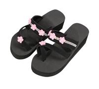 Maskjuwio Sandali con cinturino floreale da donna sandali con cinturino con zeppa con strass Slides Piattaforma Pianura Slides Tanga traspirante Slide Trendy Double Strap Sandalo Wide Fit Open Toe