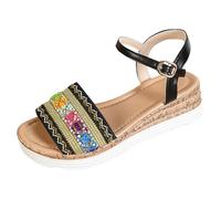 Maskjuwio Sandali con zeppa per le donne sandali bohémien alla moda con cinturino alla caviglia sandali larghi sandali da passeggio scarpe con zeppa romana scarpe casual da vacanza scarpe alla moda