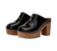 Maskjuwio Sandali da donna a punta chiusa, con plateau, stile retrò, con tacco a blocco, in pelle, alla moda, senza lacci, vestibilità ampia, per passeggiate, estive, all'aperto, estive, casual
