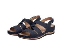 Maskjuwio Sandali da donna con zeppa, sandali in pelle con taglio ampio, sandali aperti a punta, comodi sandali da passeggio, scarpe estive da spiaggia, scarpe romane retrò, scarpe basse leggere