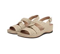 Maskjuwio Sandali da donna con zeppa, sandali in pelle con taglio ampio, sandali aperti a punta, comodi sandali da passeggio, scarpe estive da spiaggia, scarpe romane retrò, scarpe basse leggere