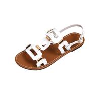 Maskjuwio Sandali da donna larghi alla moda con arco plantare sandali in pelle tinta unita comodi sandali piatti scarpe da passeggio romane leggere scarpe estive da spiaggia scarpe con cinturino