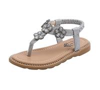 Maskjuwio Sandali da passeggio per ragazze, taglia 10, sandali slip-on bohémien, sandali infradito con diamanti luminosi, sandali elastici con cinturino alla caviglia, vestibilità larga, scarpe romane