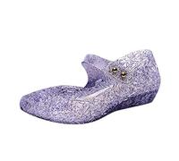 Maskjuwio Sandali Jelly per ragazze, taglia 10, con glitter, sandali da principessa, punta chiusa, sandali con zeppa, estivi, scarpe casual da passeggio, leggere, traspiranti, antiscivolo, Viola, 28