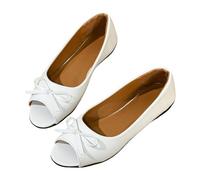 Maskjuwio Sandali piatti da donna con fiocco, sandali senza lacci, tinta unita, sandali a punta aperta, sandali da passeggio retrò, scarpe estive per vacanze estive, scarpe romane casual, scarpe