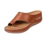 Maskjuwio Sandalo a punta per le donne in pelle zeppa Slides Plain Slip On Slides Wide Fit Open Toe Slide Summer Beach Slide Casual Holiday Sandali sportivi all'aperto Sandali leggeri con suola