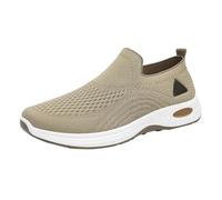 Maskjuwio Scarpe da passeggio da uomo, leggere, in rete, per il tempo libero, antiscivolo, per piedi larghi, traspiranti, slip-on, comode da jogging, scarpe ortopediche, cachi, 44 EU