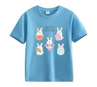 Maskjuwio Spring and Autumn New Fashionable Cute Print Comfortable Version of The Girls Printed T Shirt Top Top Cascata, Azzurro, 12-13 Jahre